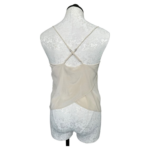Habitual 100% Silk Shell Tank Beige Adjustable Straps Wrap Crop Back Size M - Picture 4 of 12
